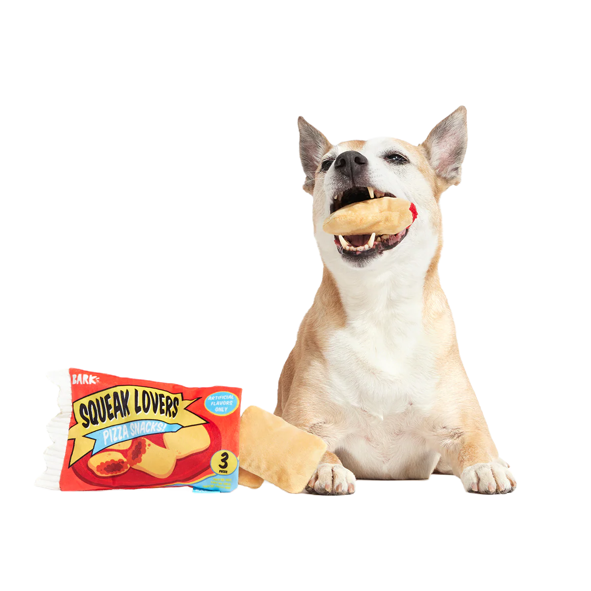 Squeak Lovers Pizza Snacks Plush Multi-Part + Enrichment Dog Toy - Image 6